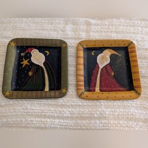 Certified International Holiday Plates By Becca Barton - Green and Gold